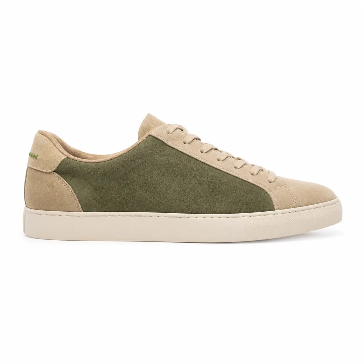 Suede Two-Tone in sand / moss, side profile